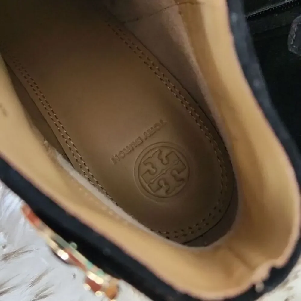 Tory Burch Sofia 65MM Suede Black Ankle Booties‎ #50895 Women's Size 11
